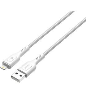 KNIT 2A Çıkış, USB-A to Lightning Şarj ve Data Aktarım Kablosu, Örgü Tasarım, 1 metre, Beyaz