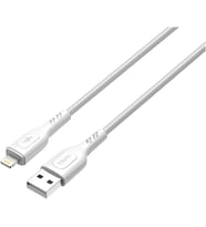 KNIT 2A Çıkış, USB-A to Lightning Şarj ve Data Aktarım Kablosu, Örgü Tasarım, 1 metre, Beyaz