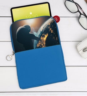BK Gift Dünya Tasarımlı Taşınabilir Koruyucu Tablet Kılıfı & Organizer Çanta - Mavi-1