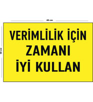 Metal Verimlilik İçin Zamanı İyi Kullan 30 cm x 40 cm A3 Büyüklüğünde Uyarı Levhası Yönlendirme