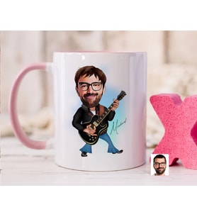 Bk Gift Kişiye Özel Rock And Roll Karikatürlü Pembe Kupa Bardak-1, Sevgiliye Hediye, Arkadaşa Hediye
