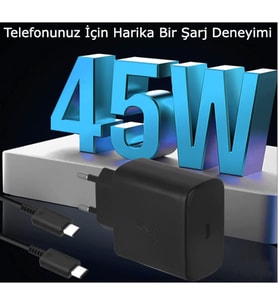 Samsung 45W Galaxy S23 Ultra/S22/S22+/S21/S21/S21+/S21/S20/Note20/Note20 Ultra/A53/Z Flip4/Z Fold4 5G için 45 W Şarj Cihazı TÜRKİYE GARANTİLİ