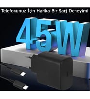 Samsung 45W Galaxy S23 Ultra/S22/S22+/S21/S21/S21+/S21/S20/Note20/Note20 Ultra/A53/Z Flip4/Z Fold4 5G için 45 W Şarj Cihazı TÜRKİYE GARANTİLİ