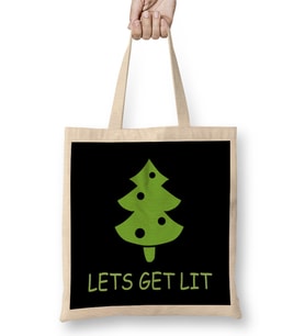Yılbaşı Yeni Yıl KonseptliLets Get Lit Ugly Sweater Bez Çanta Uzun Saplı