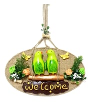 Yeşil Kuşlu Welcome Yazılı El Yapımı Kapı Süsü (Karışık)
