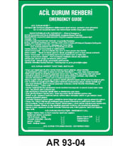 ACİL DURUM REHBERİ EMERGENCY GUIDE İŞ GÜVENLİĞİ UYARI LEVHASI 1 ADET PVC 21 X 29CM