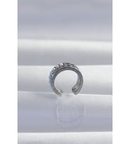 Pirinç Gümüş Renk İncili Baget Taşlı Earcuff Küpe - TJ-BKP9338 TG-V 3201