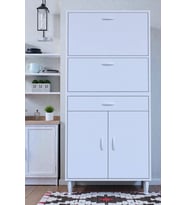Eliusta Solaira 75 cm Genişlik Kapaklı Mutfak Dolabı 4 Kapaklı, Çekmeceli Çok Amaçlı Mutfak/Banyo Dolabı (Beyaz)