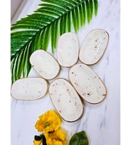6 Adet 19 Cm Porselen Kayık Tabak Salata Meze Çerezlik Tabağı