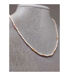 Beyaz Opal Taşı 3mm Kolye (SABİT KLİPSLİ)