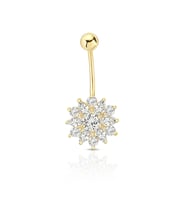 Altın Oval Tek Taşlı Piercing (Gold)