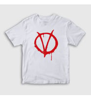 Presmono Unisex Çocuk Siyah Logo Film V For Vendetta T-Shirt
