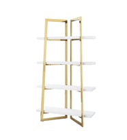 Nysa Gold Metal Beyaz Kitaplık & Raf