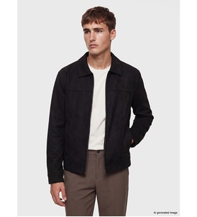 LCW Vision Siyah Loose Fit Süet Görünümlü Erkek Ceket