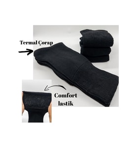 CİHO Socks Premium Termal 3 Çift Erkek Sıkmayan Lastikli Ekstra Kalın Tam Havlu Kışlık Çorap (Siyah)
