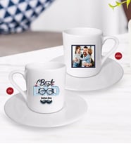 BK Gift Kişiye Özel Babalar Günü Hediyesi Fotoğraflı Türk Kahvesi Fincanı-93 (Beyaz)