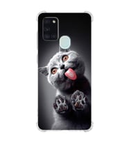 PrintiFy Samsung Galaxy A21S Uyumlu Kedi 2 Baskılı Şeffaf Köşe Korumalı Antişok Kılıf