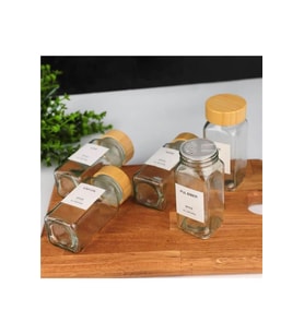 Bambu Kapaklı 12 Adet Cam Baharatlık Seti 120 ml