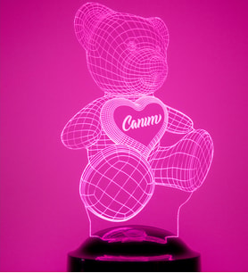 Love Lamp Ayı Teddy Kişiye Özel Konsept Hediye 3 Boyutlu Led Lamba