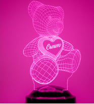 Love Lamp Ayı Teddy Kişiye Özel Konsept Hediye 3 Boyutlu Led Lamba