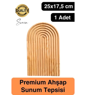 Dekoratif Ahşap Oymalı Kahverengi Gökkuşağı Çay Kahve Sunum Tepsisi Tabağı Doğal Şık Dekor Sunumluk