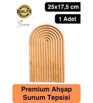 Dekoratif Ahşap Oymalı Kahverengi Gökkuşağı Çay Kahve Sunum Tepsisi Tabağı Doğal Şık Dekor Sunumluk