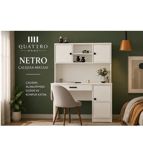 NETRO KİTAPLIKLI ÇALIŞMA MASASI