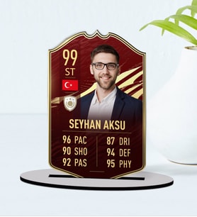 BK Gift Kişiye Özel Ahşap Biblo Futbolcu Kartı-3