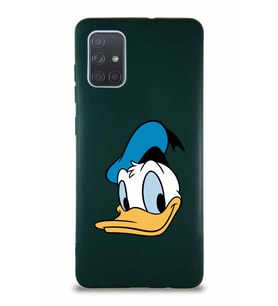 Samsung Galaxy A71 Soft Premier Kapak Donald Duck-B Tasarımlı Silikon Kılıf - Yeşil (Şeffaf)