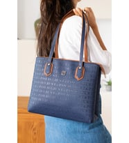 Kadın Orijinal Just Polo Lacivert Taba Büyük Boy Şık El Çantası Tote Bag AVP234028MH (STD)