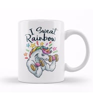 Unicorn I Sweat Rainbow Pixel Art Kupa Bardak Porselen