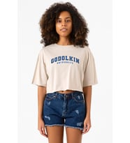 Gen V Godolkin University Letter Bej Kadın Crop Tshirt