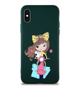 Apple iPhone XS Soft Premier Kapak Vespagirl Tasarımlı Silikon Kılıf - Yeşil (Şeffaf)