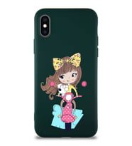 Apple iPhone XS Soft Premier Kapak Vespagirl Tasarımlı Silikon Kılıf - Yeşil (Şeffaf)