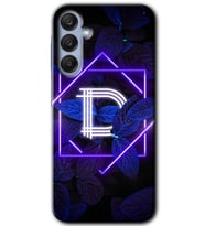 Galaxy A35 Kılıf HD Desen Baskılı Kılıf - Dark Neon Yaprak D Harfi