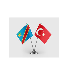 Demokratik Kongo Cumhuriyeti ve Türkiye Bayrağı İkili Saten Masa Bayrağı Takımı