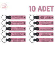 Pembe, Anaokulu Hatırası İçin Kişiselleştirilmiş Anahtarlık 10’lu Set, Eğitim Öncesi Hediyesi