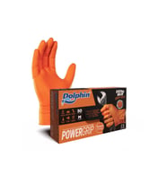 Dolphin Nitril PowerGrip Ekstra Kalın Elmas Dokulu Eldiven Turuncu Meidum Orta Boy - 50'li Paket