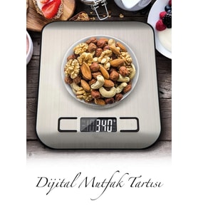 PLT POWER Dijital Hassas Tartı Paslanmaz Yüzeyli Mutfak Terazisi 10 kg/1 gr Hassasiyet