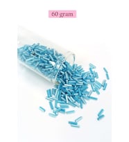 Uzun Boru Kesme Boncuk Çap 2mm Uzunluk 10 mm - 60 Gram - Açık Mavi Beyaz - BNC279
