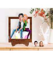 BK Gift Kişiye Özel Sevgililer Karikatürlü Ahşap Standlı 3D Biblo-35 (Beyaz)