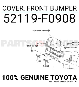 Toyota Yaris 2020 Sonrası Ön Sağ Sis Lamba Kapağı Oem No (52113K0010)