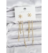 Çiçek Model Gold Pirinç Sallantılı Kadın Küpe - TJ-BKP11465