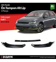 Volkswagen Golf 7 ABS Plastik Ön Tampon Alt Lip 3 Prç. 2013-2018 A+Kalite (Renksiz)
