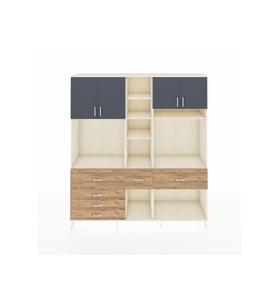 Hyperion Dolap 11 Raflı 6 Çekmeceli 4 Kapaklı 220x44x243 Aytaşı-Antrasit/Çam