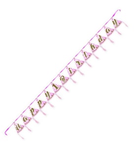 Bayrak Banner Set Flama 1 Yaş Happy Birthday Külah Pırıltılı First Pembe-