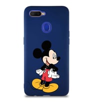 Oppo A5S Soft Premier Kapak Mickey Mouse-D Tasarımlı Silikon Kılıf - Lacivert (Şeffaf)