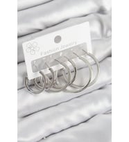 Pirinç Halka Model Gümüş Renk Kadın Set Küpe - TJ-BKP11038