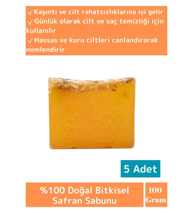 Özel Üretim %100 Doğal Cilt Onarıcı Tüm Vücut İçin Uygun Safran Sabunu 5 Adet