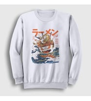 Presmono Unisex Beyaz The Great Ramen Off Kanagawa Sweatshirt 467418tt
